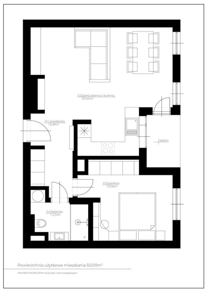 Mieszkanie 51 m², 2 pokoje - zdjęcie 13