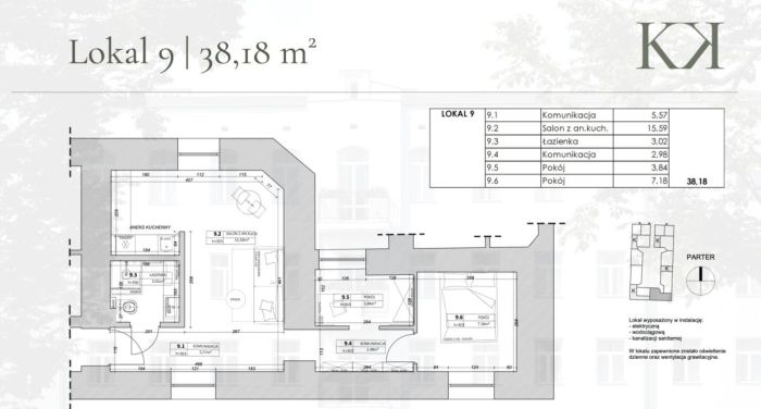 Mieszkanie 38 m², 3 pokoje - zdjęcie 6