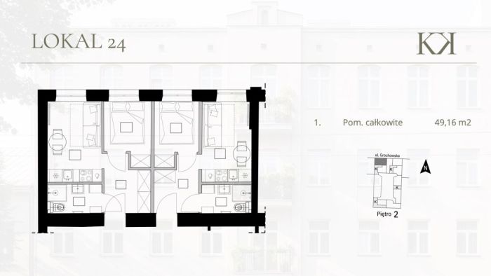 Mieszkanie 49 m², 1 pokój - zdjęcie 2