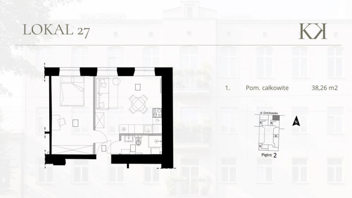 Mieszkanie 38 m², 1 pokój - zdjęcie 2