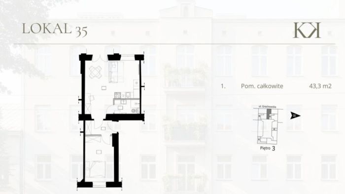 Mieszkanie 44 m², 2 pokoje - zdjęcie 10