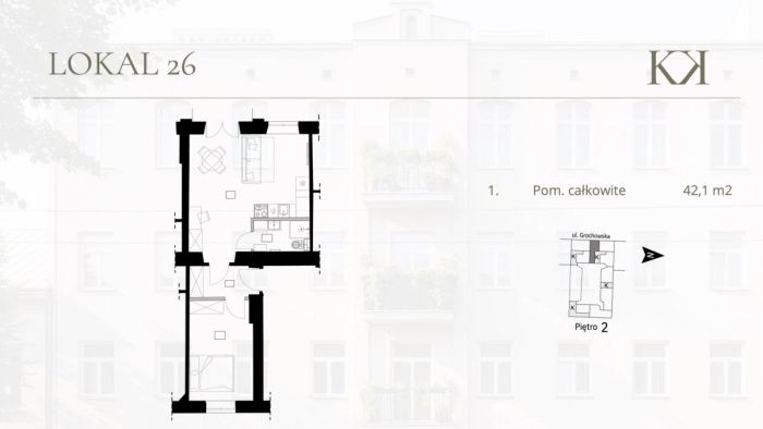 Mieszkanie 42 m², 2 pokoje - zdjęcie 2