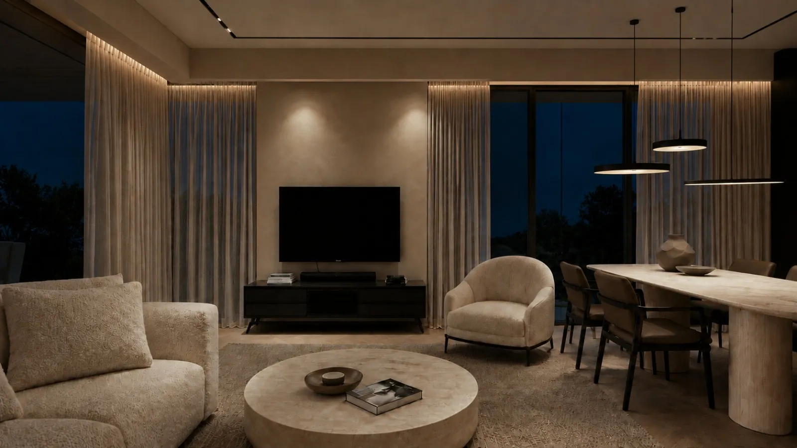 Victoria Residence - salon wieczorem